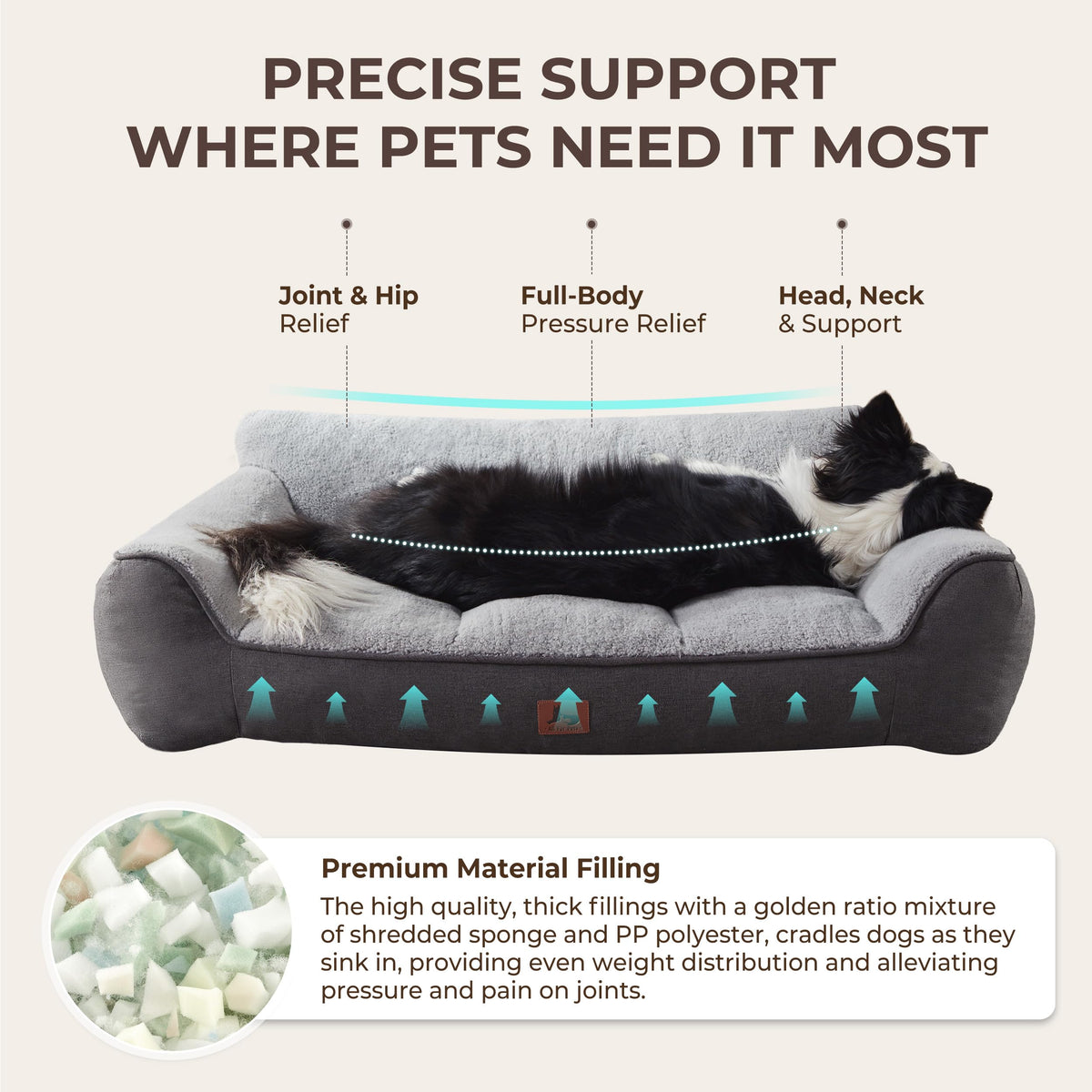 Extra Thick Orthopedic Bolster Dog Bed A459582