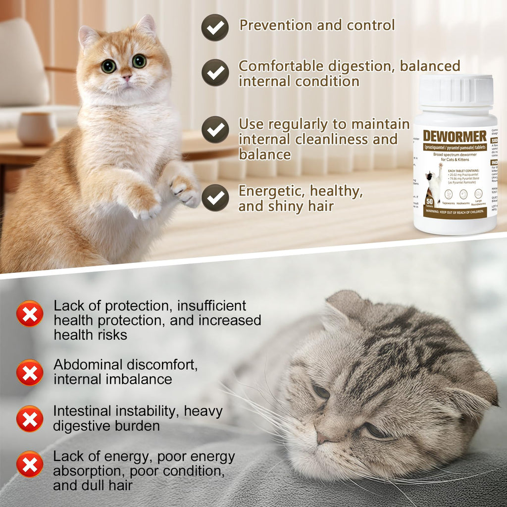 Broad-Spectrum Dewormer for Cats & Kittens, 50 Tablets G57295