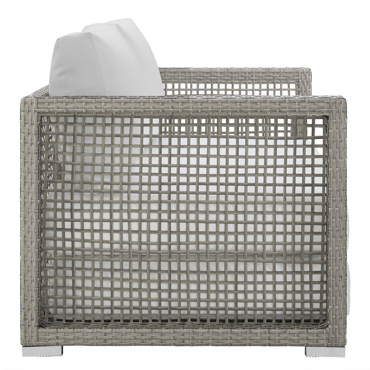 Gray White Wicker Rattan Loveseat with Cushions H1360