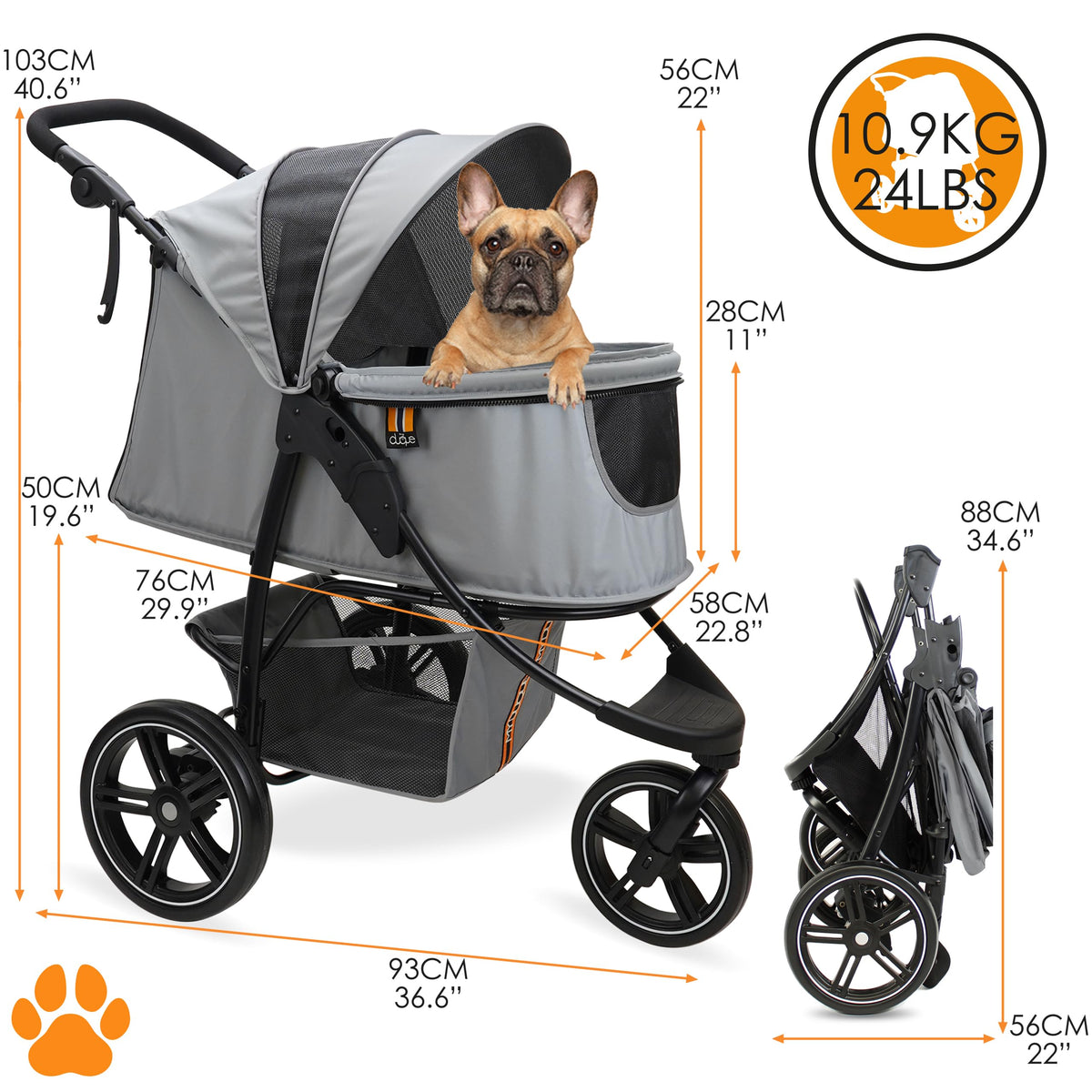 Dog & Pet Buggy, Holds up to 32 kg, Easy Fold E9084