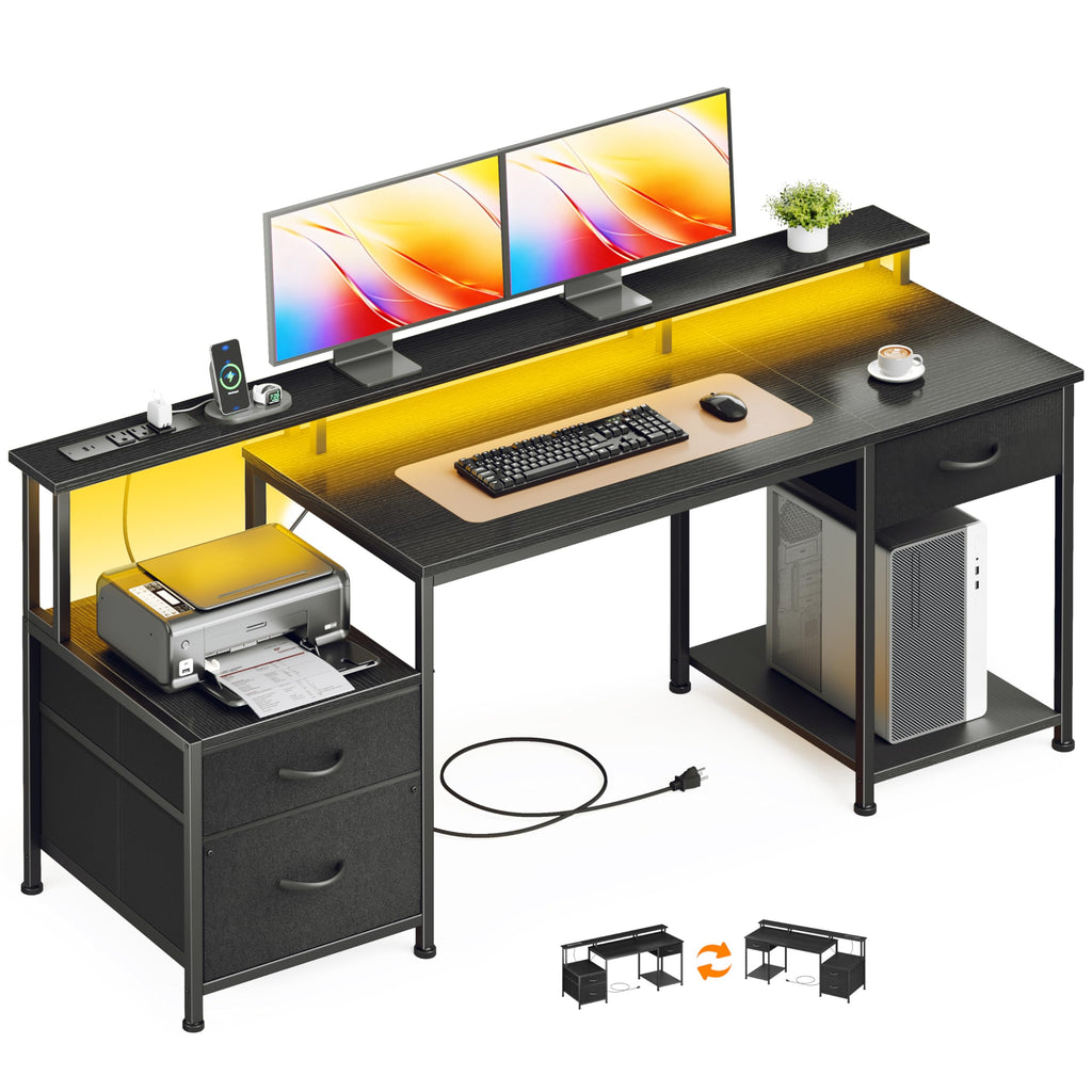 55" Computer Desk with File Drawer V378651