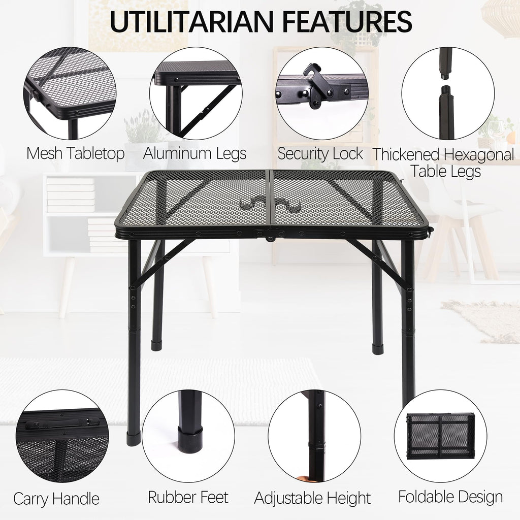 Portable Small Folding Metal Camping Table 23” x 15” K324