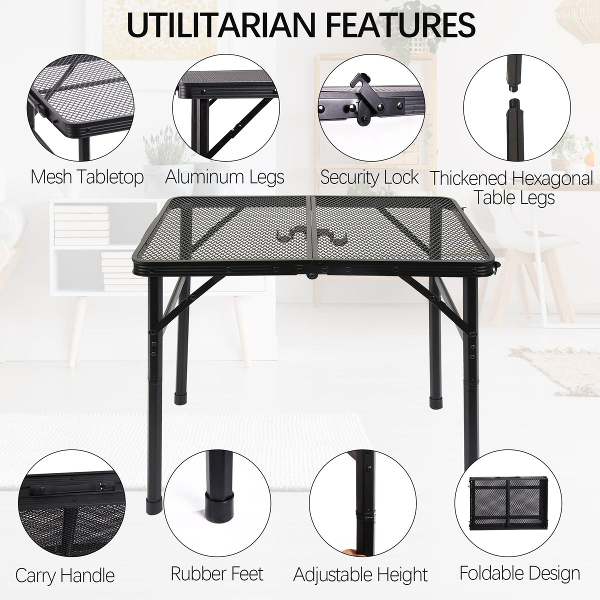 Portable Small Folding Metal Camping Table 23” x 15” K324