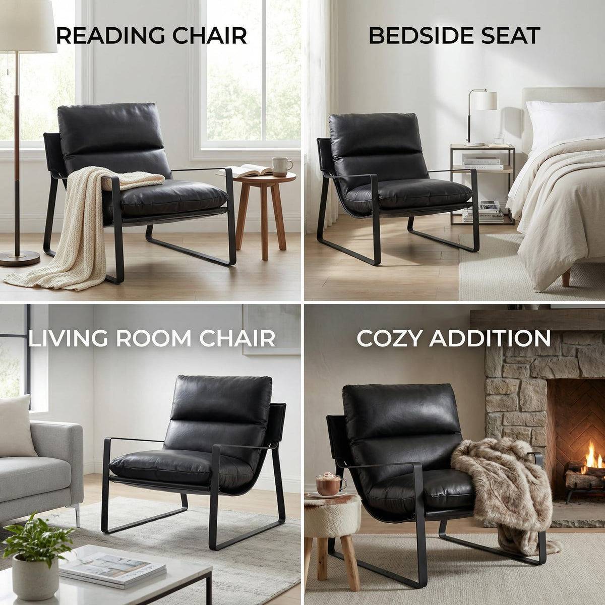 Black PU Leather Accent Armchair S11685