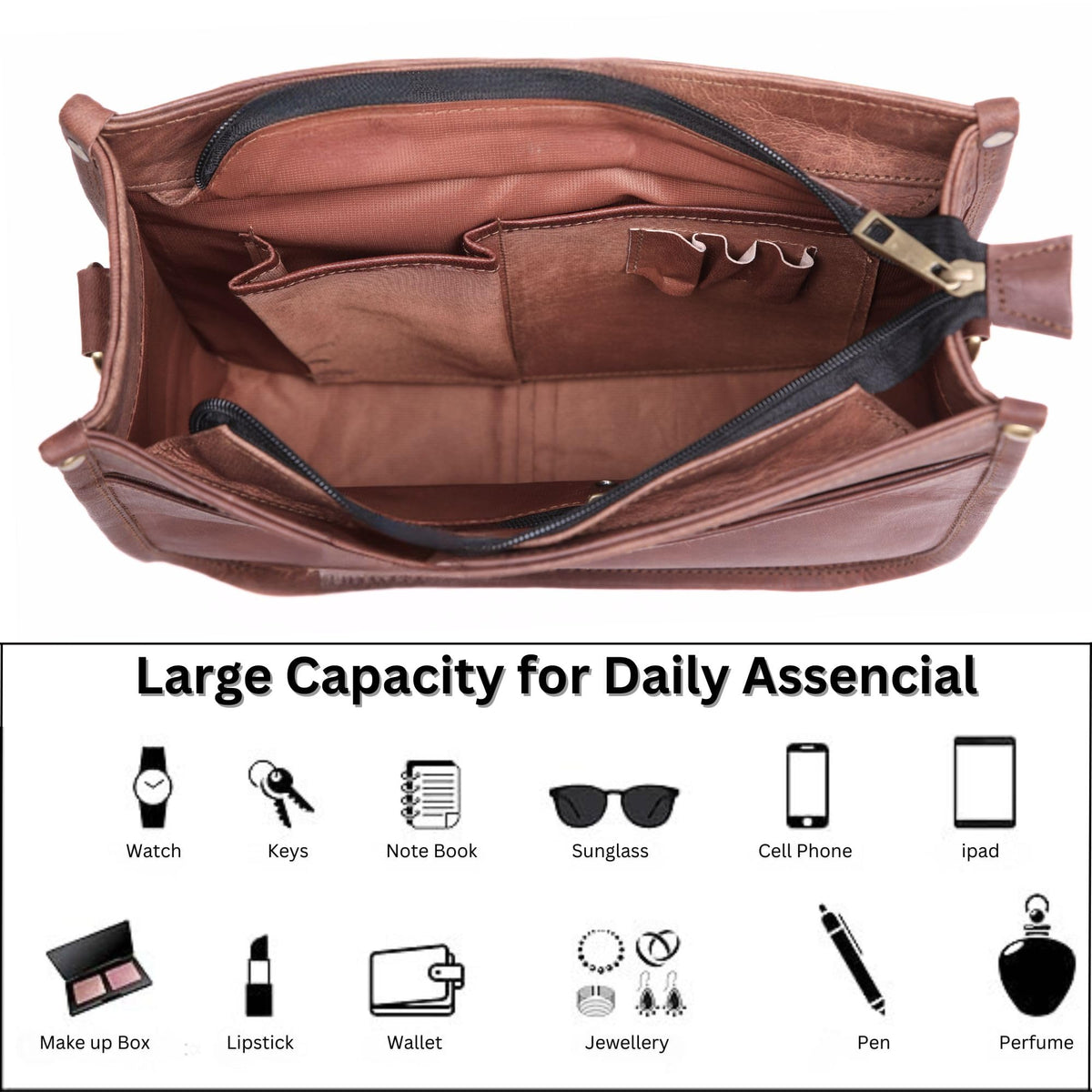 Genuine Leather Crossbody Purse I9972
