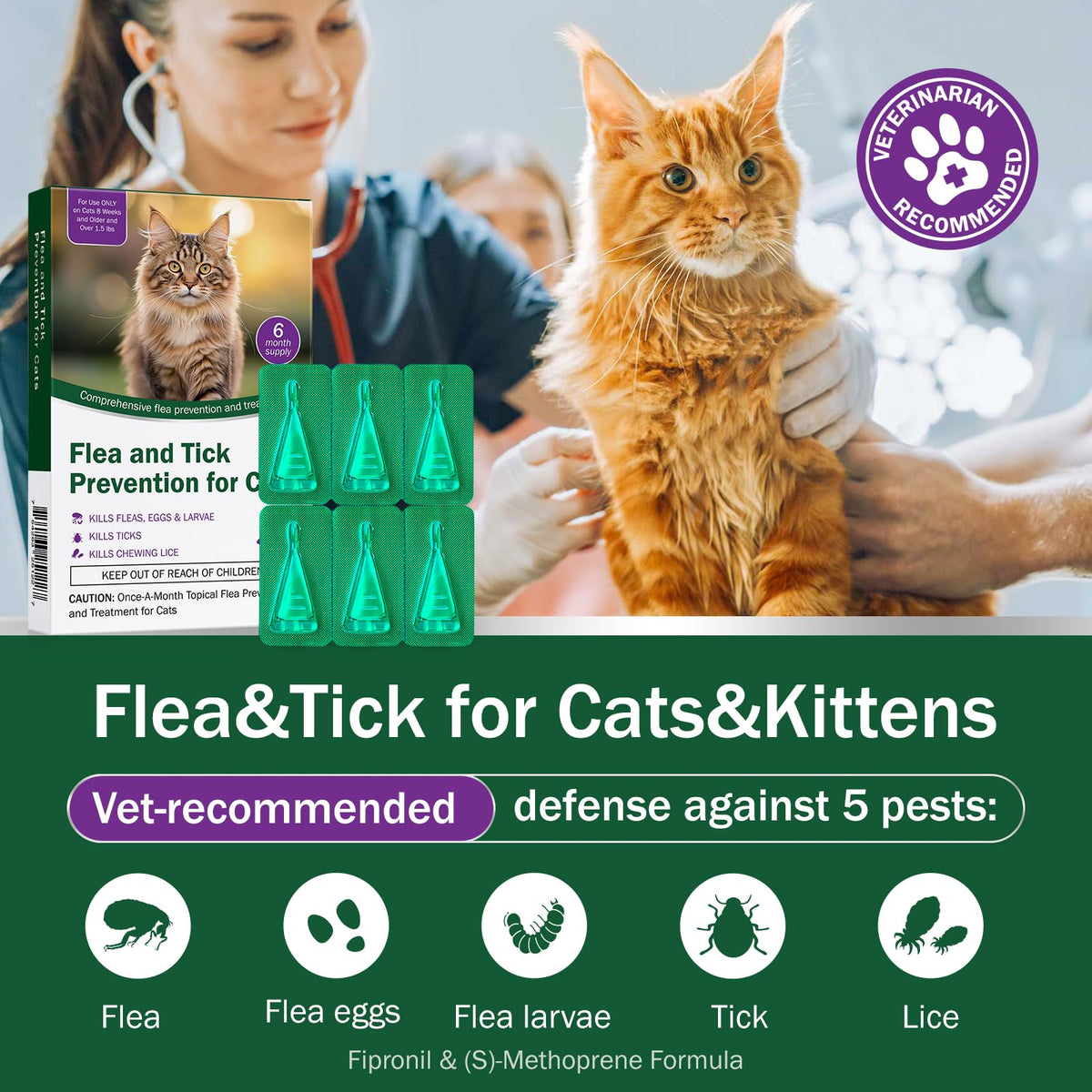 Cat Flea and Tick Prevention 6-Month Supply P95147