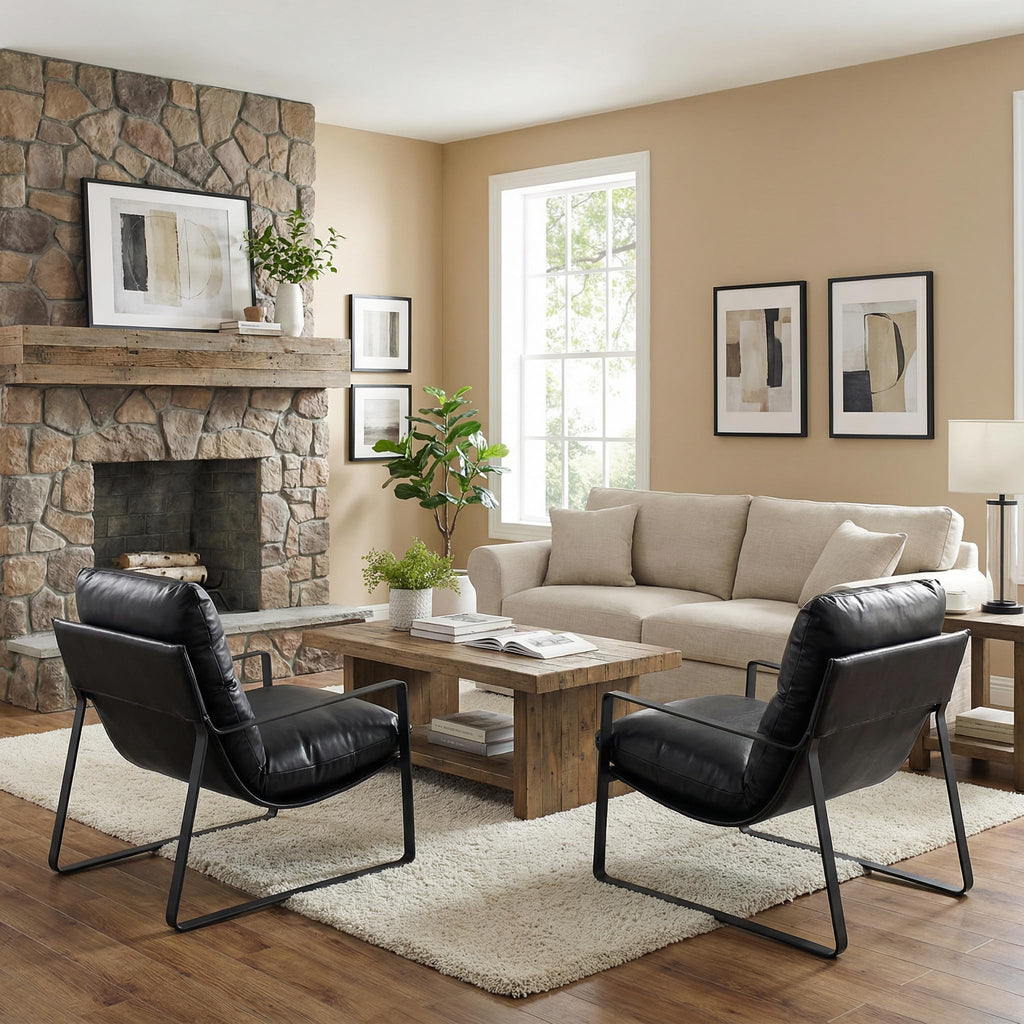 Black PU Leather Accent Armchair S11685