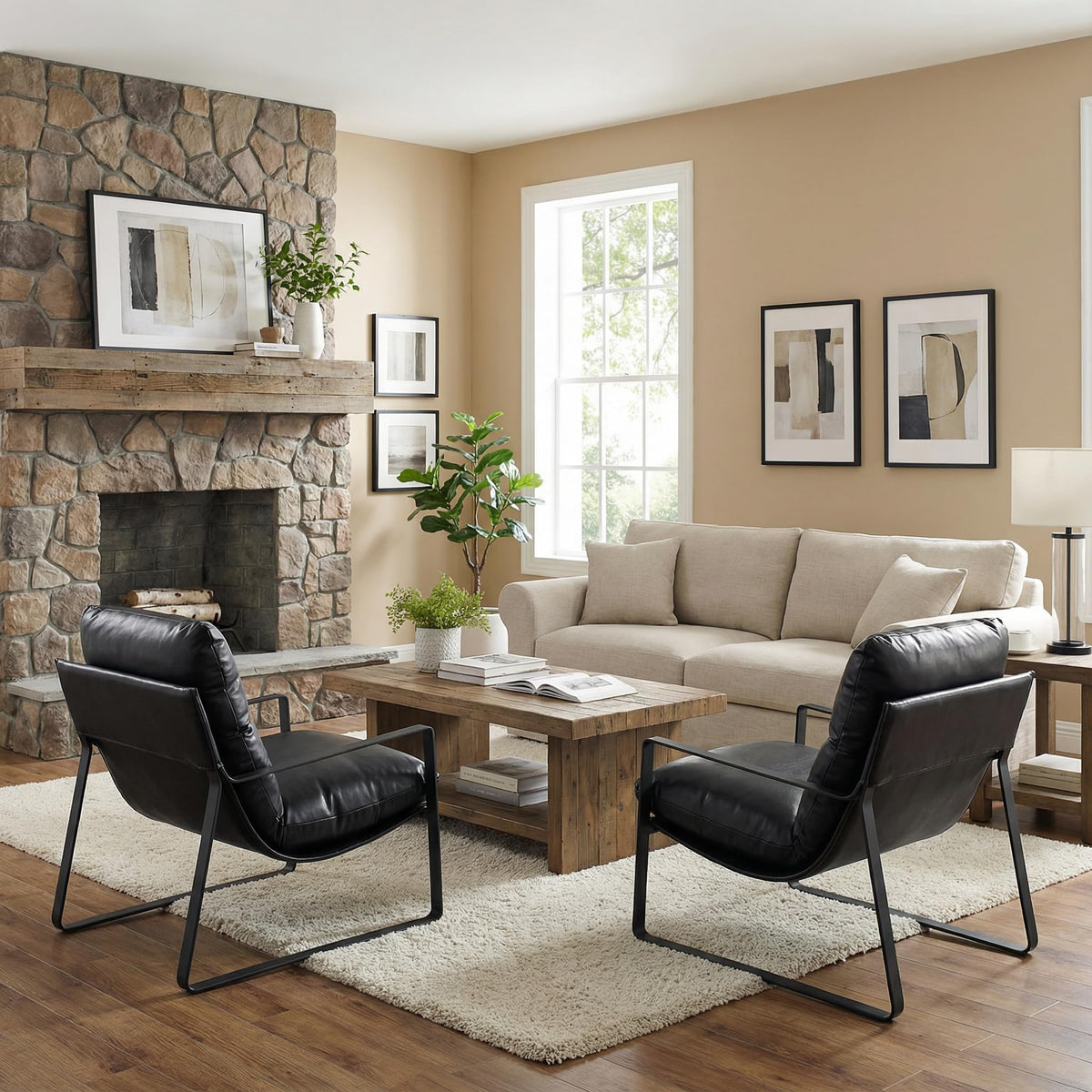 Black PU Leather Accent Armchair S11685