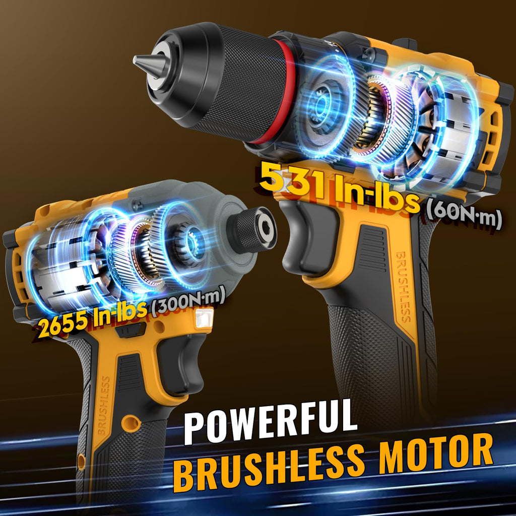 21V Brushless Cordless Drill & Impact Driver Combo Kit J666381