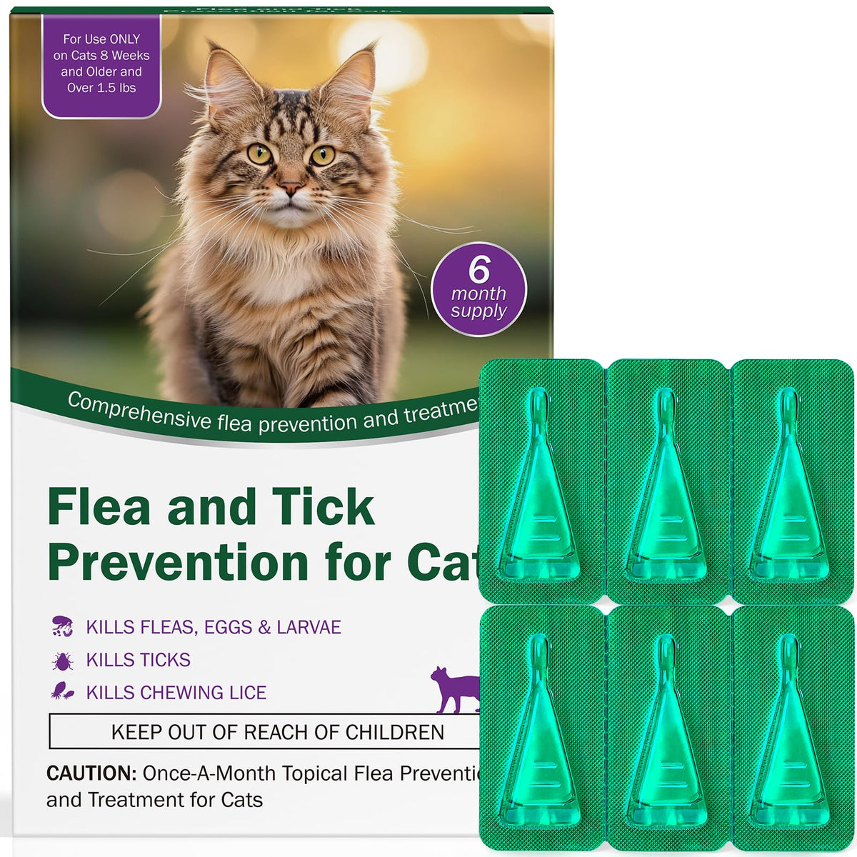 Cat Flea and Tick Prevention 6-Month Supply P95147