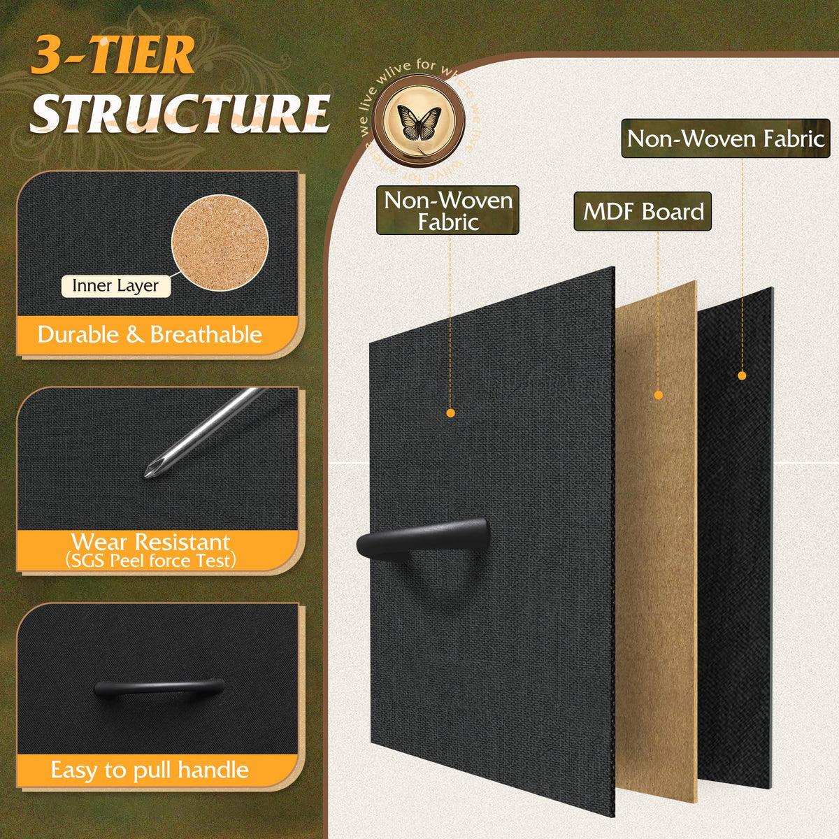 Black 6 Drawer Tall Dresser X716