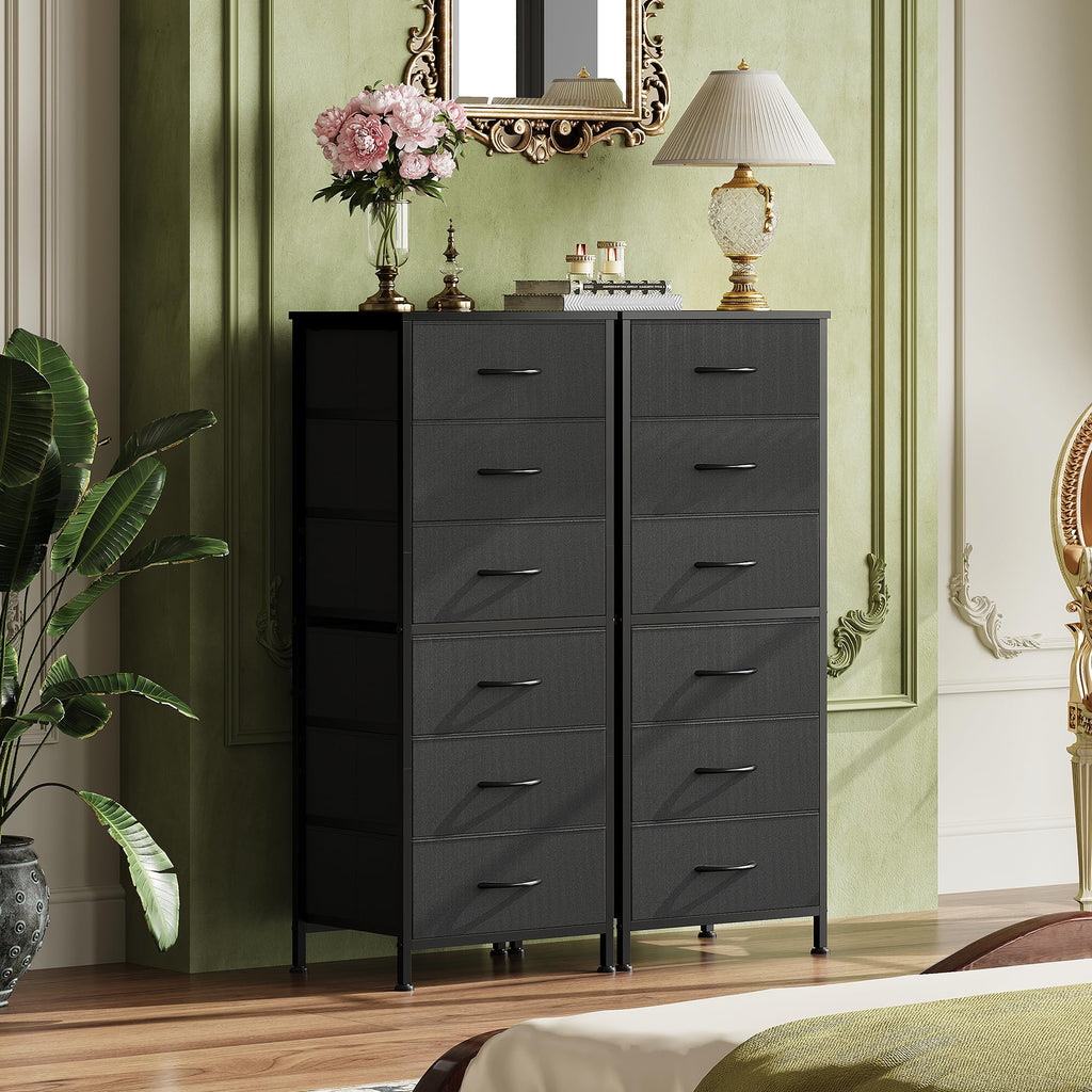 Black 6 Drawer Tall Dresser X716