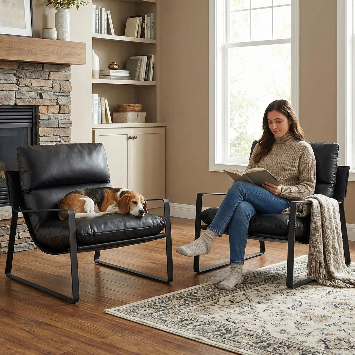 Black PU Leather Accent Armchair S11685