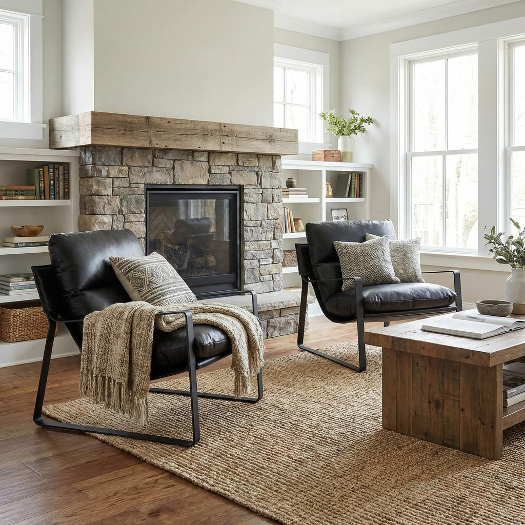 Black PU Leather Accent Armchair S11685