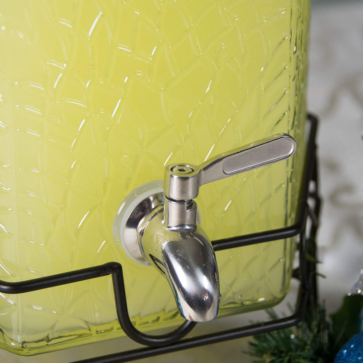 2.5 Gallon Glass Beverage Dispenser with Spigot and Stand Y296699