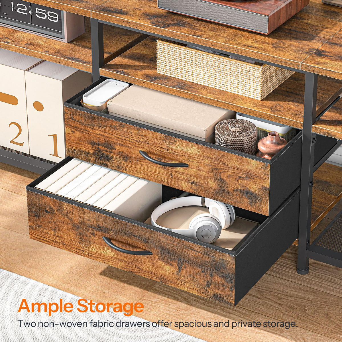 TV Stand with Power Outlet and LED Light A2585