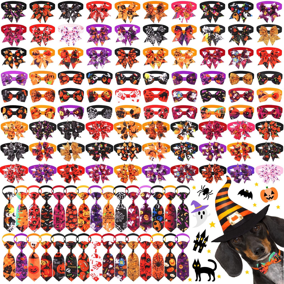 120 Pcs Dog Bow Tie Collar Set A823722