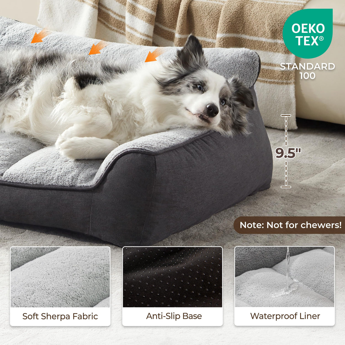 Extra Thick Orthopedic Bolster Dog Bed A459582