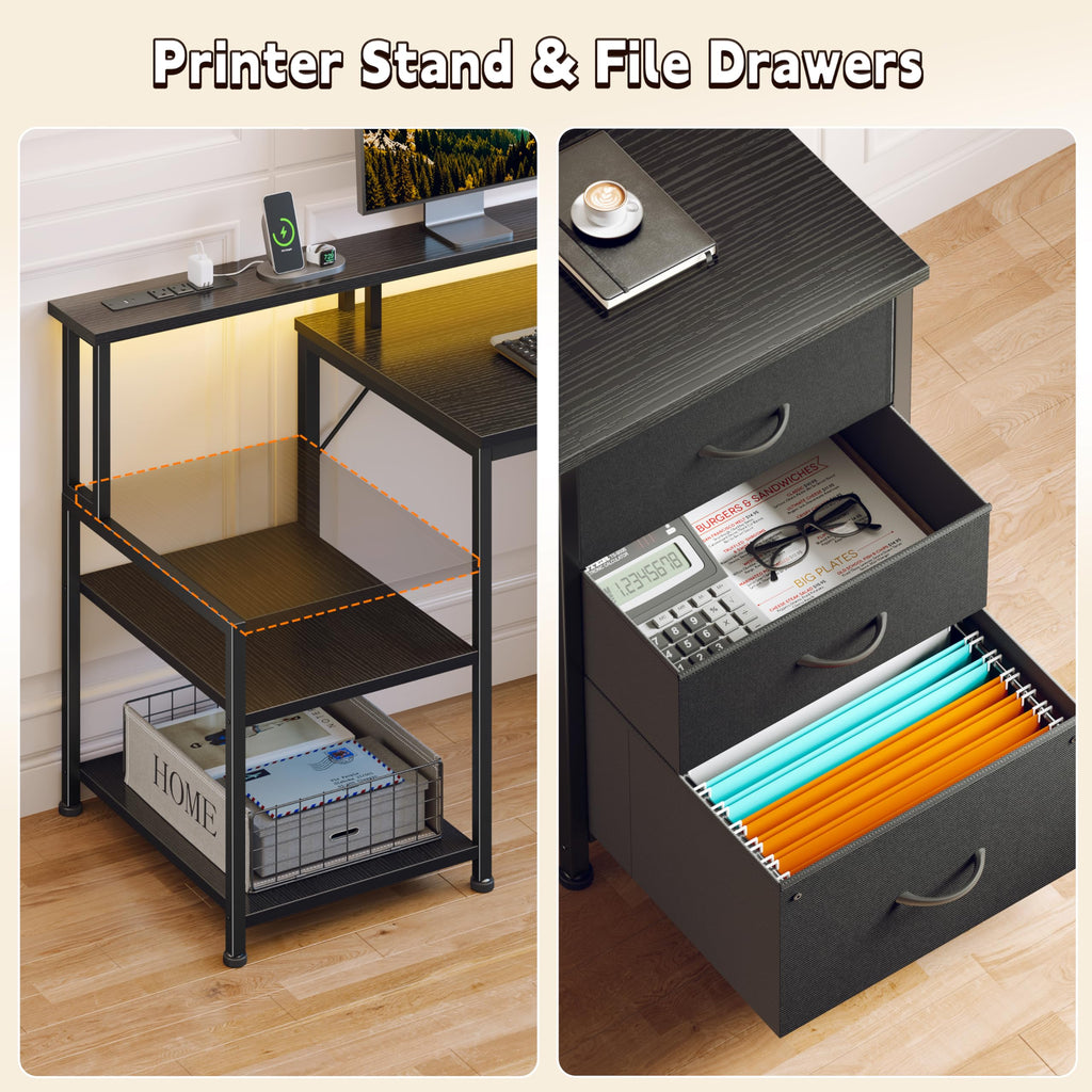 55" Computer Desk with File Drawer V378651