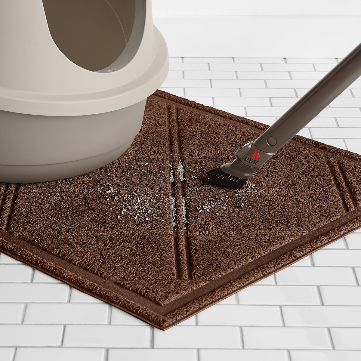 Less-Mess Cat Litter Box Mat 24" x 35" Brown I35366